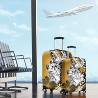 Polynesian Valentine Luggage Cover Couple Floral Unique Gold Version LT01 - Polynesian Pride