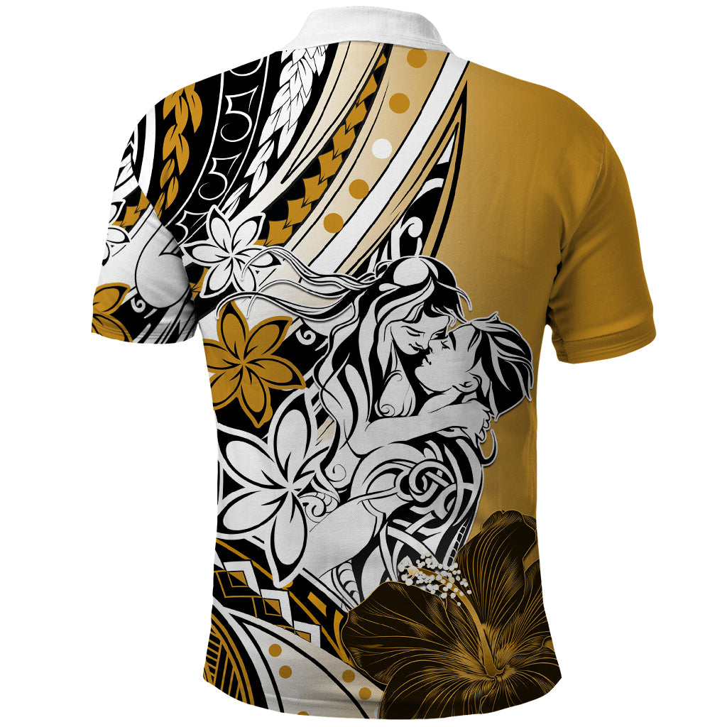 Polynesian Valentine Polo Shirt Couple Floral Unique Gold Version LT01 - Polynesian Pride