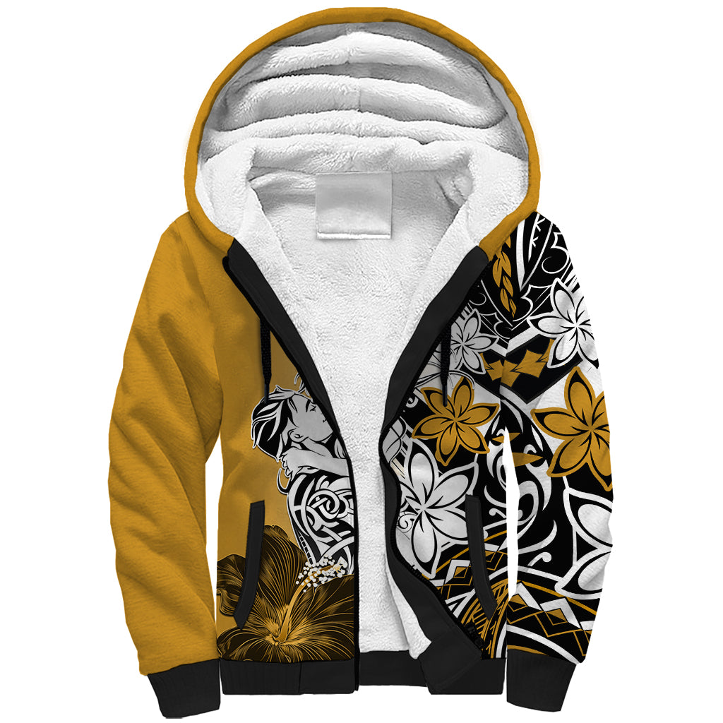 Polynesian Valentine Sherpa Hoodie Couple Floral Unique Gold Version LT01 Unisex Gold - Polynesian Pride