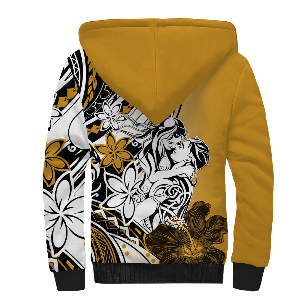 Polynesian Valentine Sherpa Hoodie Couple Floral Unique Gold Version LT01 - Polynesian Pride