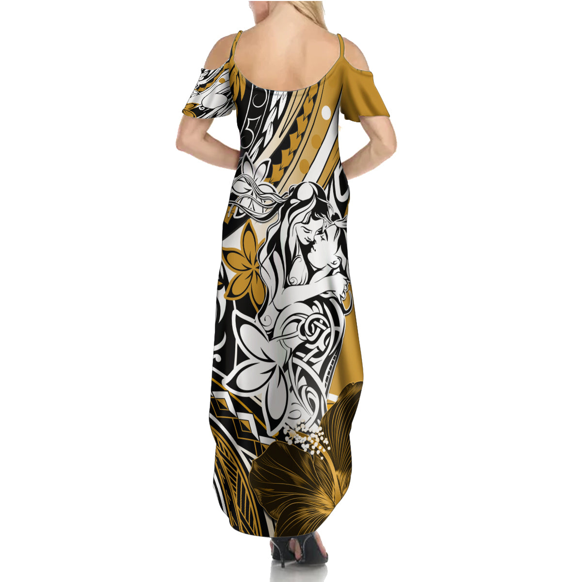 Polynesian Valentine Summer Maxi Dress Couple Floral Unique Gold Version LT01 - Polynesian Pride