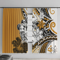 Polynesian Valentine Window Curtain Couple Floral Unique Gold Version LT01 With Hooks Gold - Polynesian Pride