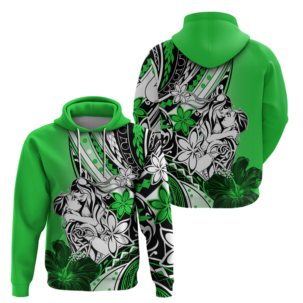 Polynesian Valentine Hoodie Couple Floral Unique Green Version LT01 - Polynesian Pride