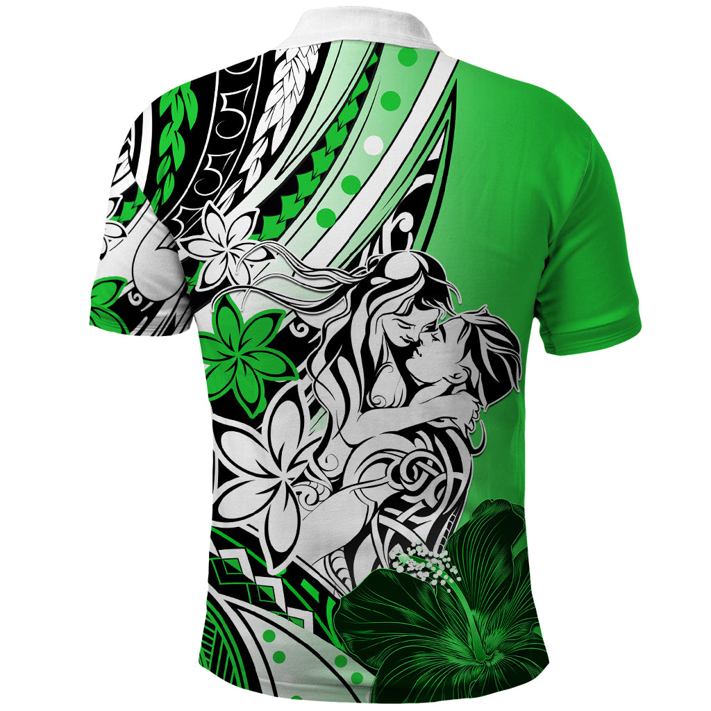 Polynesian Valentine Polo Shirt Couple Floral Unique Green Version LT01 - Polynesian Pride