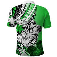 Polynesian Valentine Polo Shirt Couple Floral Unique Green Version LT01 - Polynesian Pride