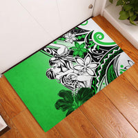 Polynesian Valentine Rubber Doormat Couple Floral Unique Green Version LT01 Green - Polynesian Pride