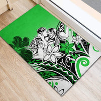 Polynesian Valentine Rubber Doormat Couple Floral Unique Green Version LT01 - Polynesian Pride