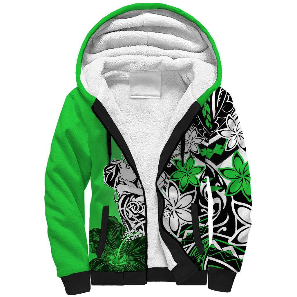 Polynesian Valentine Sherpa Hoodie Couple Floral Unique Green Version LT01 Unisex Green - Polynesian Pride