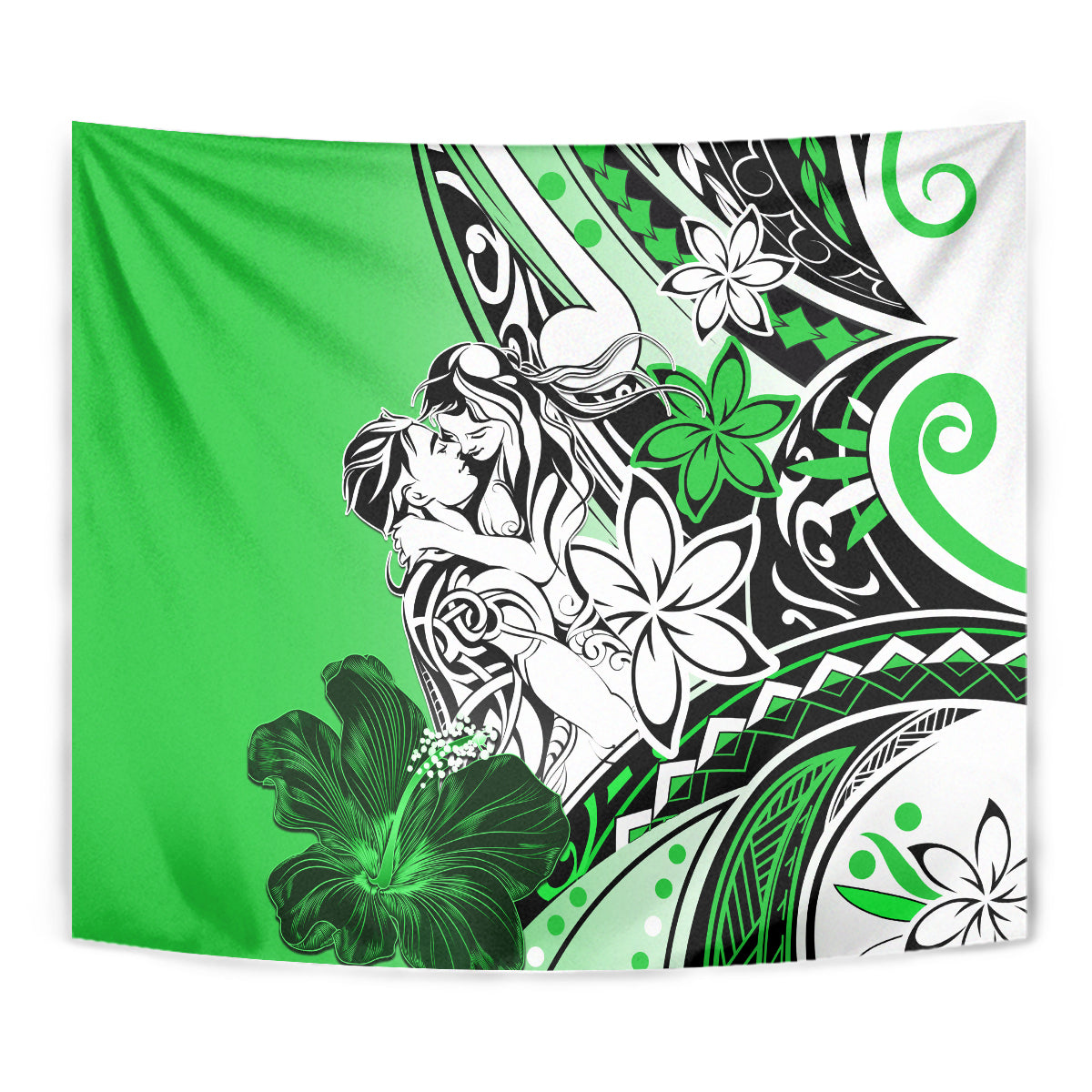 Polynesian Valentine Tapestry Couple Floral Unique Green Version LT01 - Polynesian Pride
