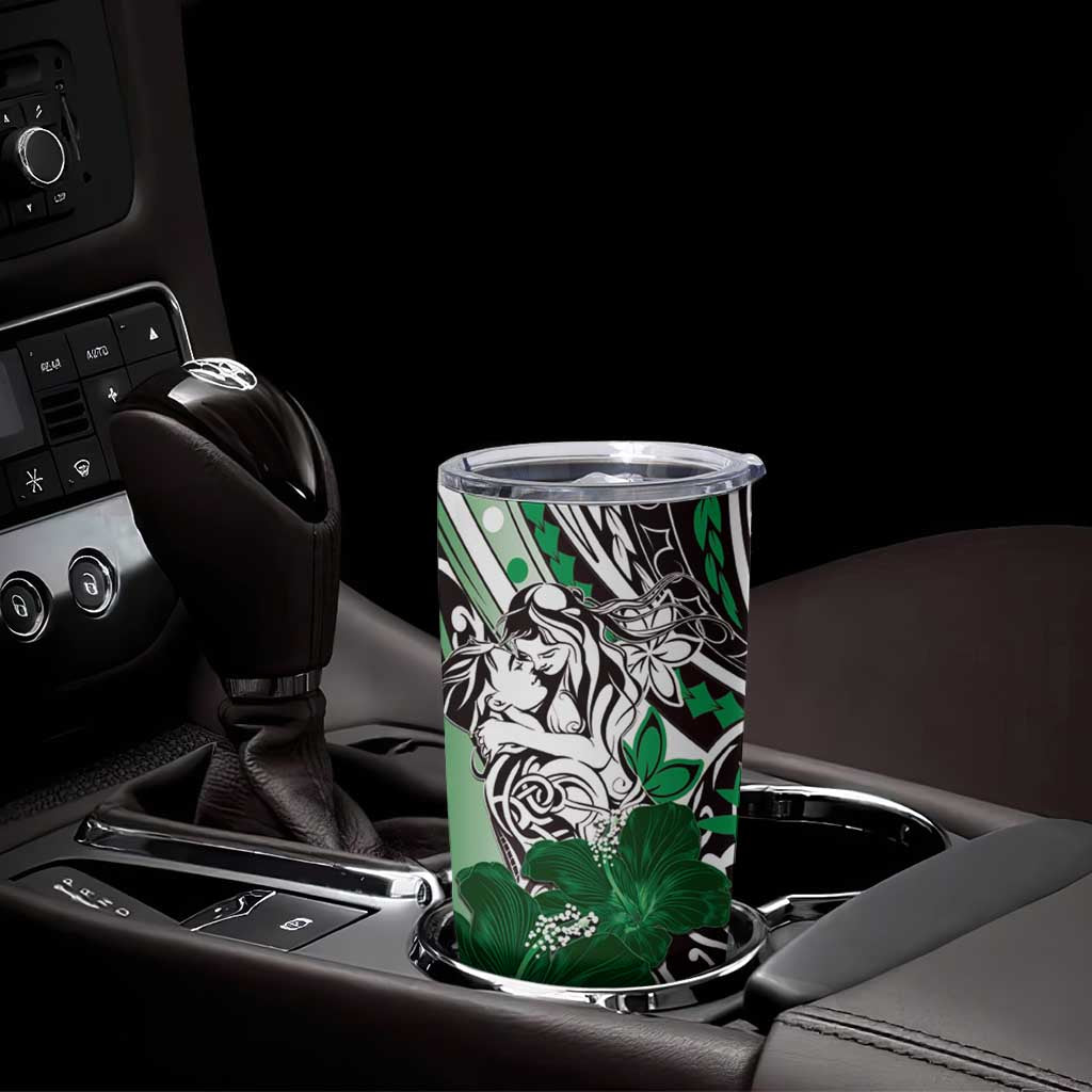 Polynesian Valentine Tumbler Cup Couple Floral Unique Green Version