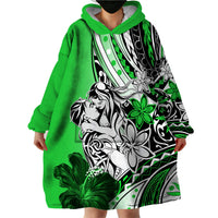 Polynesian Valentine Wearable Blanket Hoodie Couple Floral Unique Green Version LT01 - Polynesian Pride