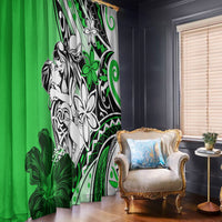 Polynesian Valentine Window Curtain Couple Floral Unique Green Version LT01 - Polynesian Pride