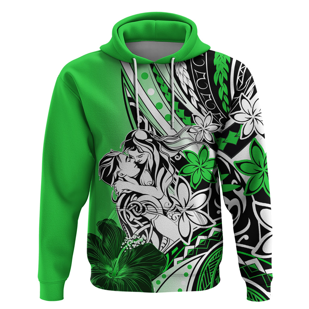 Polynesian Valentine Zip Hoodie Couple Floral Unique Green Version LT01 Pullover Hoodie Green - Polynesian Pride