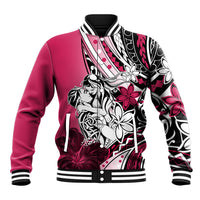 Polynesian Valentine Baseball Jacket Couple Floral Unique Pink Version LT01 Unisex Pink - Polynesian Pride