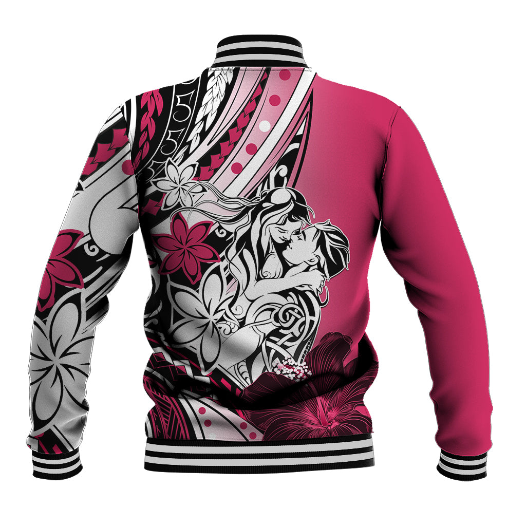 Polynesian Valentine Baseball Jacket Couple Floral Unique Pink Version LT01 - Polynesian Pride