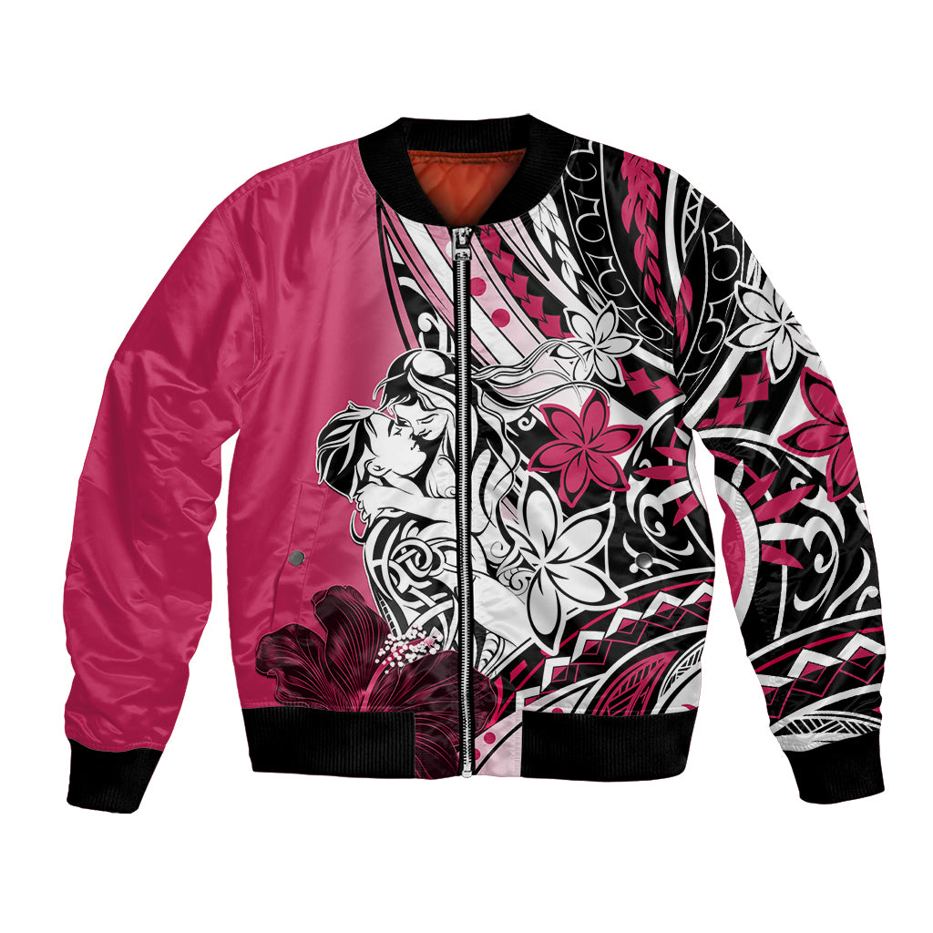 Polynesian Valentine Bomber Jacket Couple Floral Unique Pink Version LT01 Unisex Pink - Polynesian Pride