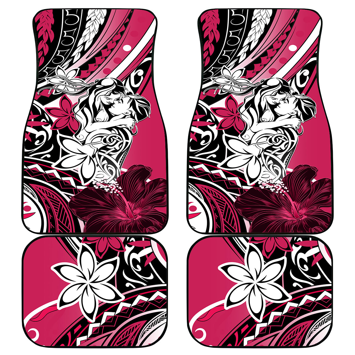 Polynesian Valentine Car Mats Couple Floral Unique Pink Version LT01 Pink - Polynesian Pride