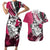 Polynesian Valentine Couples Matching Short Sleeve Bodycon Dress and Hawaiian Shirt Couple Floral Unique Pink Version LT01 Pink - Polynesian Pride