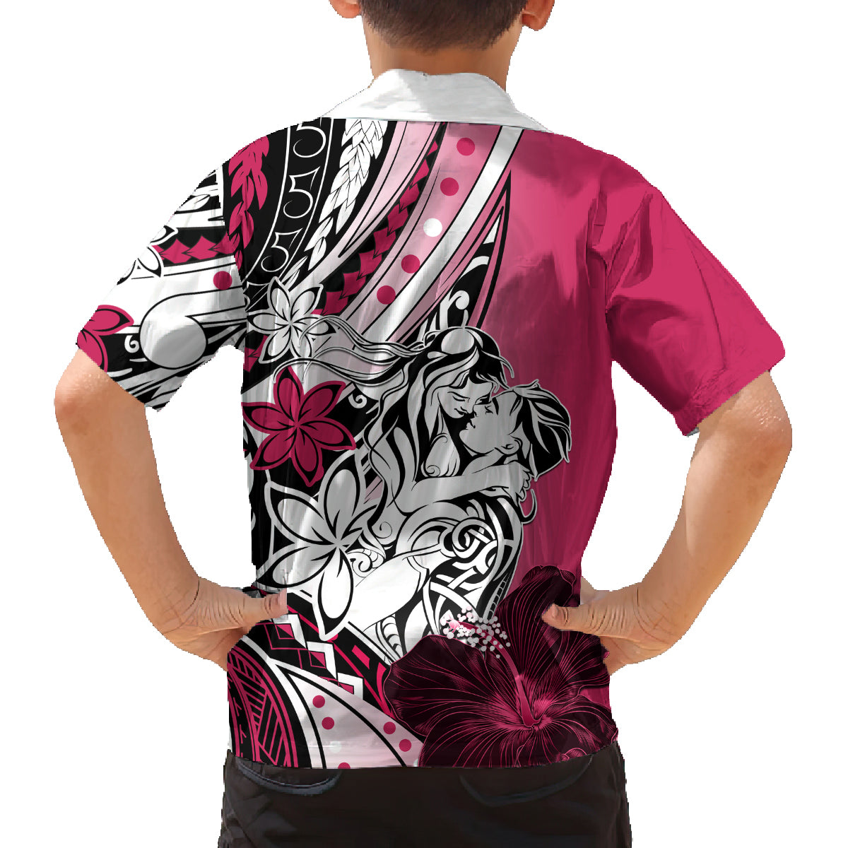 Polynesian Valentine Family Matching Long Sleeve Bodycon Dress and Hawaiian Shirt Couple Floral Unique Pink Version LT01 - Polynesian Pride
