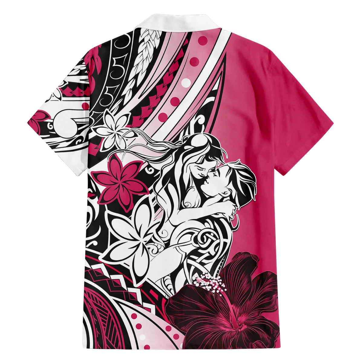 Polynesian Valentine Family Matching Long Sleeve Bodycon Dress and Hawaiian Shirt Couple Floral Unique Pink Version LT01 - Polynesian Pride