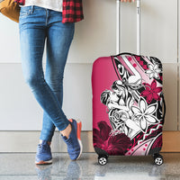 Polynesian Valentine Luggage Cover Couple Floral Unique Pink Version LT01 - Polynesian Pride