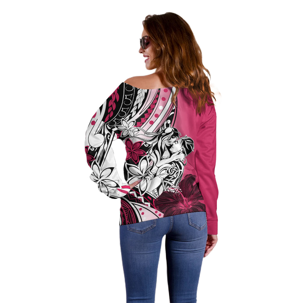 Polynesian Valentine Off Shoulder Sweater Couple Floral Unique Pink Version LT01 - Polynesian Pride
