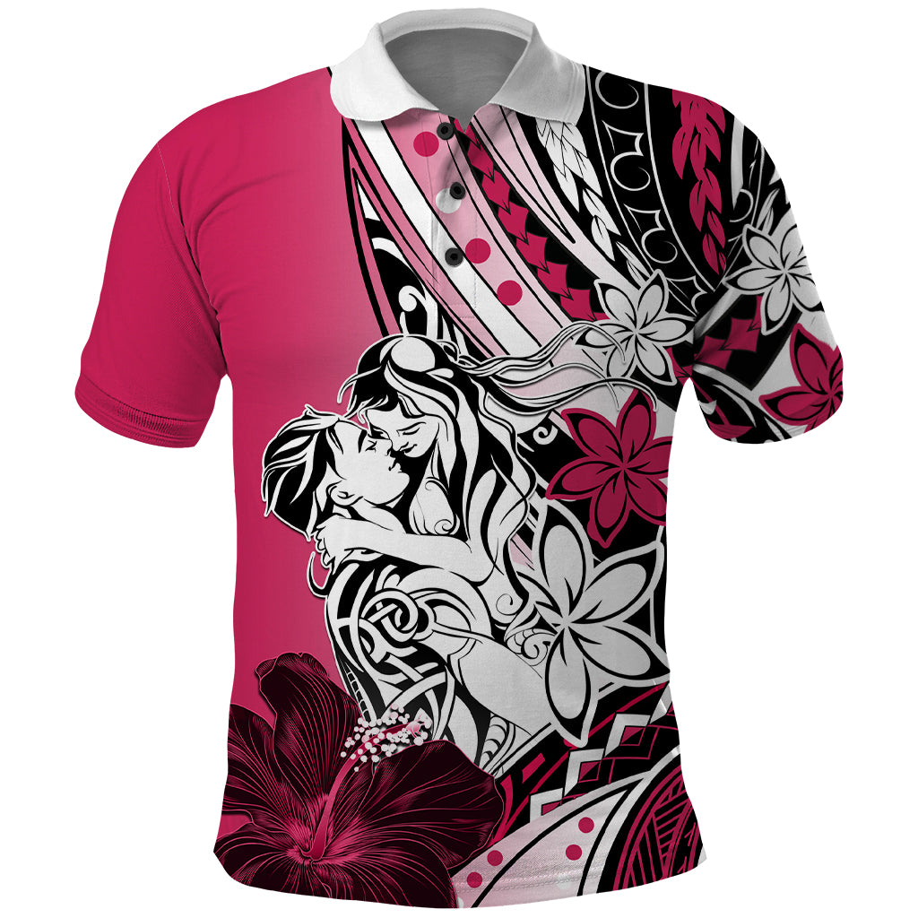 Polynesian Valentine Polo Shirt Couple Floral Unique Pink Version LT01 Pink - Polynesian Pride