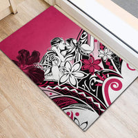 Polynesian Valentine Rubber Doormat Couple Floral Unique Pink Version LT01 - Polynesian Pride
