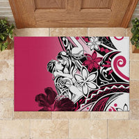 Polynesian Valentine Rubber Doormat Couple Floral Unique Pink Version LT01 - Polynesian Pride