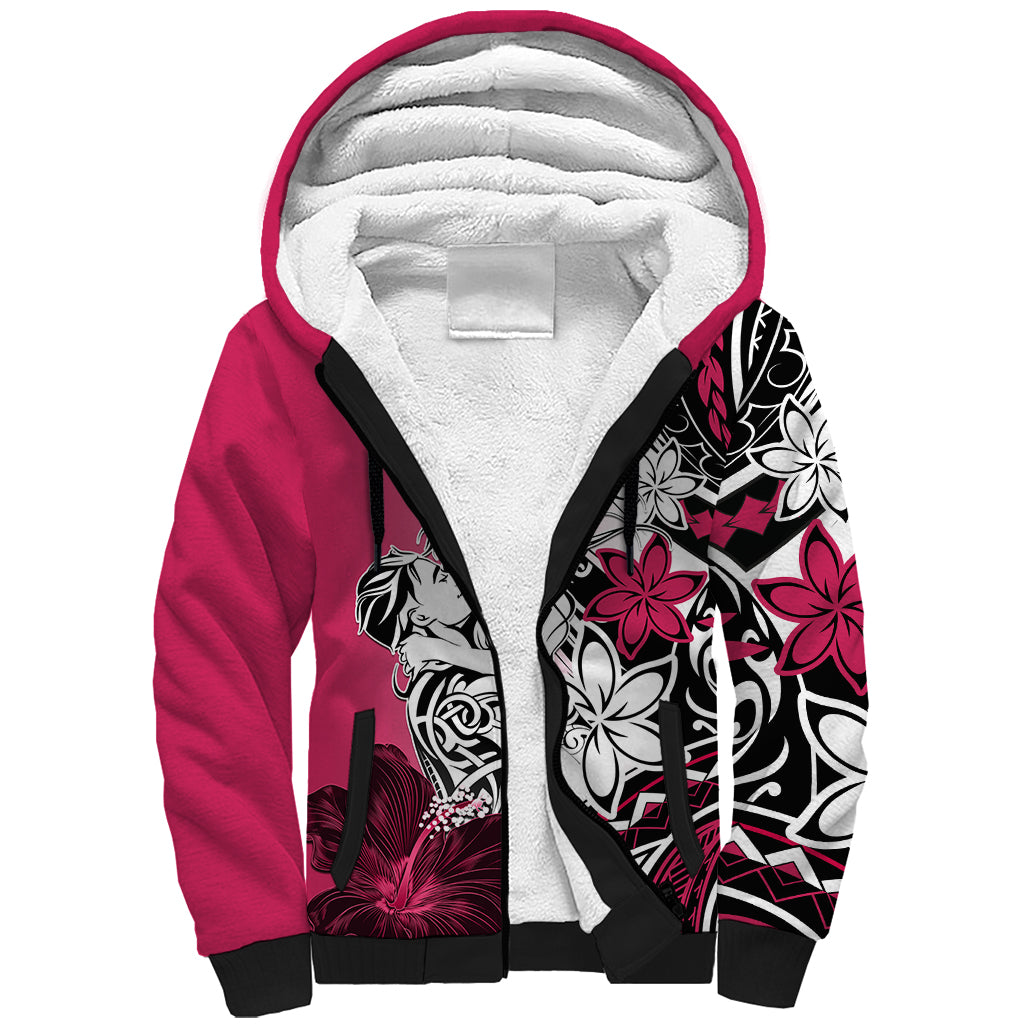 Polynesian Valentine Sherpa Hoodie Couple Floral Unique Pink Version LT01 Unisex Pink - Polynesian Pride