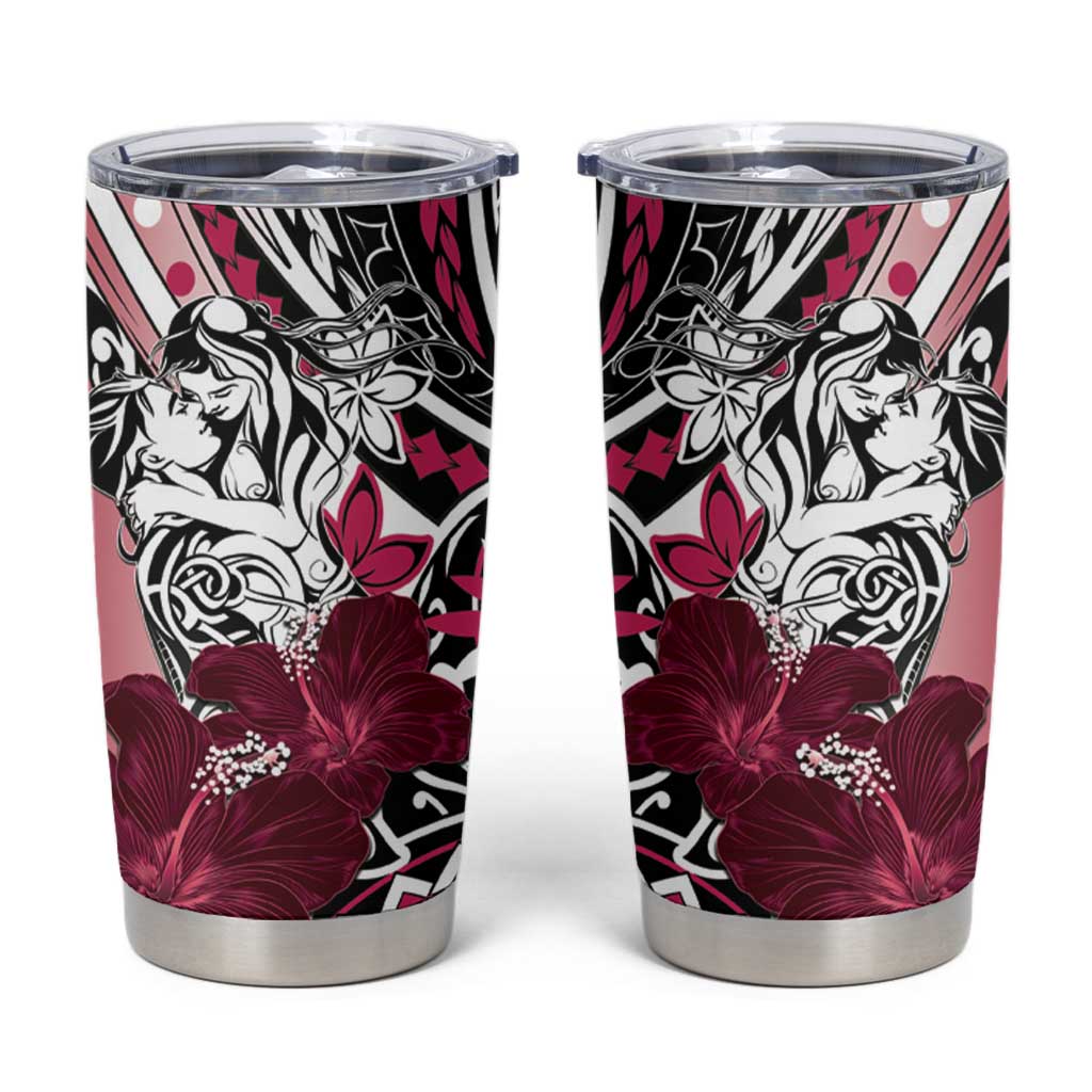 Polynesian Valentine Tumbler Cup Couple Floral Unique Pink Version