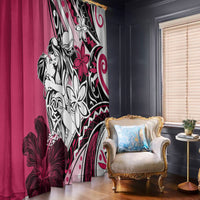 Polynesian Valentine Window Curtain Couple Floral Unique Pink Version LT01 - Polynesian Pride