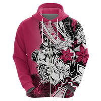 Polynesian Valentine Zip Hoodie Couple Floral Unique Pink Version LT01 - Polynesian Pride