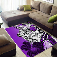 Polynesian Valentine Area Rug Couple Floral Unique Purple Version LT01 - Polynesian Pride