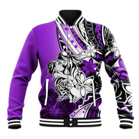 Polynesian Valentine Baseball Jacket Couple Floral Unique Purple Version LT01 Unisex Purple - Polynesian Pride