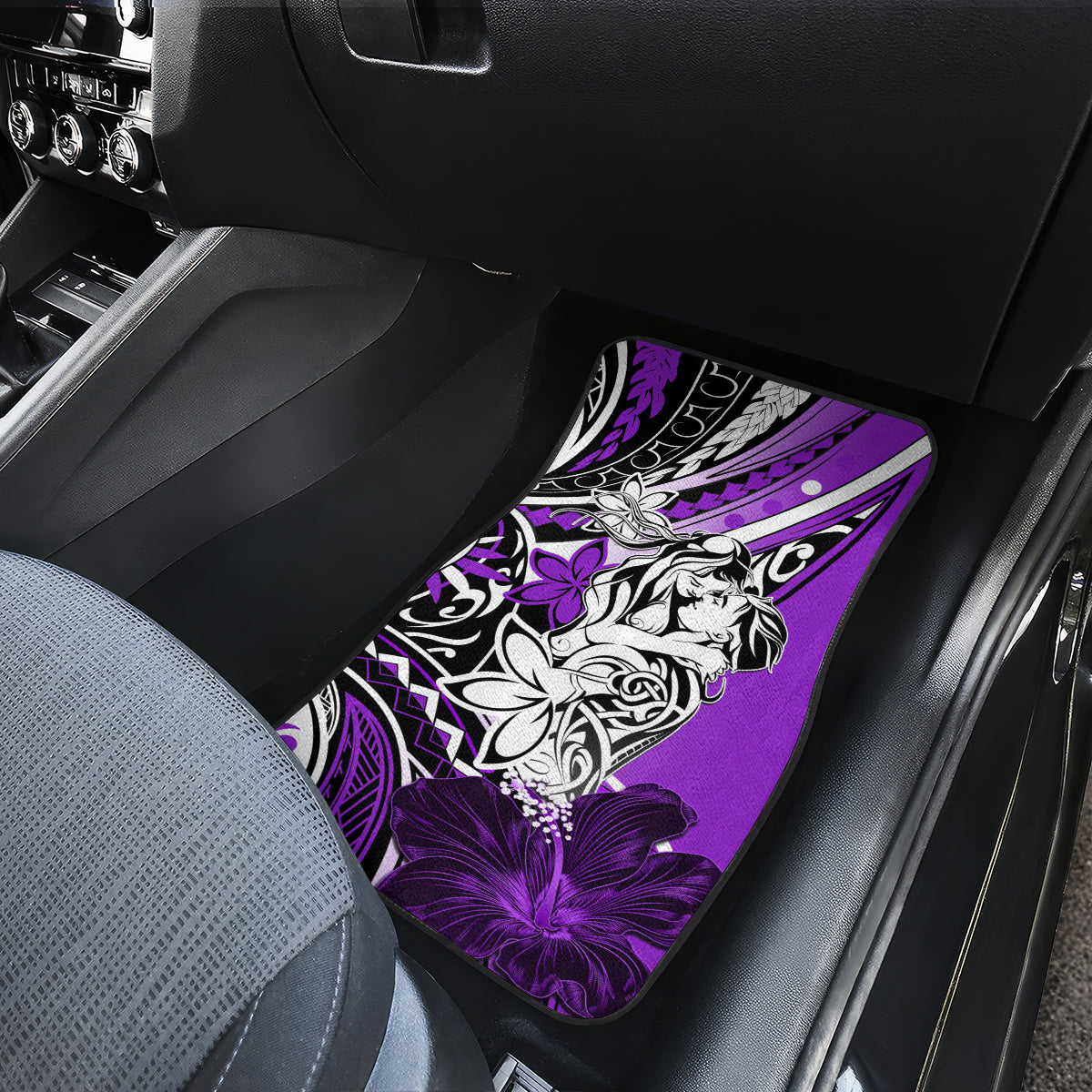 Polynesian Valentine Car Mats Couple Floral Unique Purple Version LT01 - Polynesian Pride