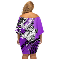 Polynesian Valentine Family Matching Off Shoulder Short Dress and Hawaiian Shirt Couple Floral Unique Purple Version LT01 - Polynesian Pride