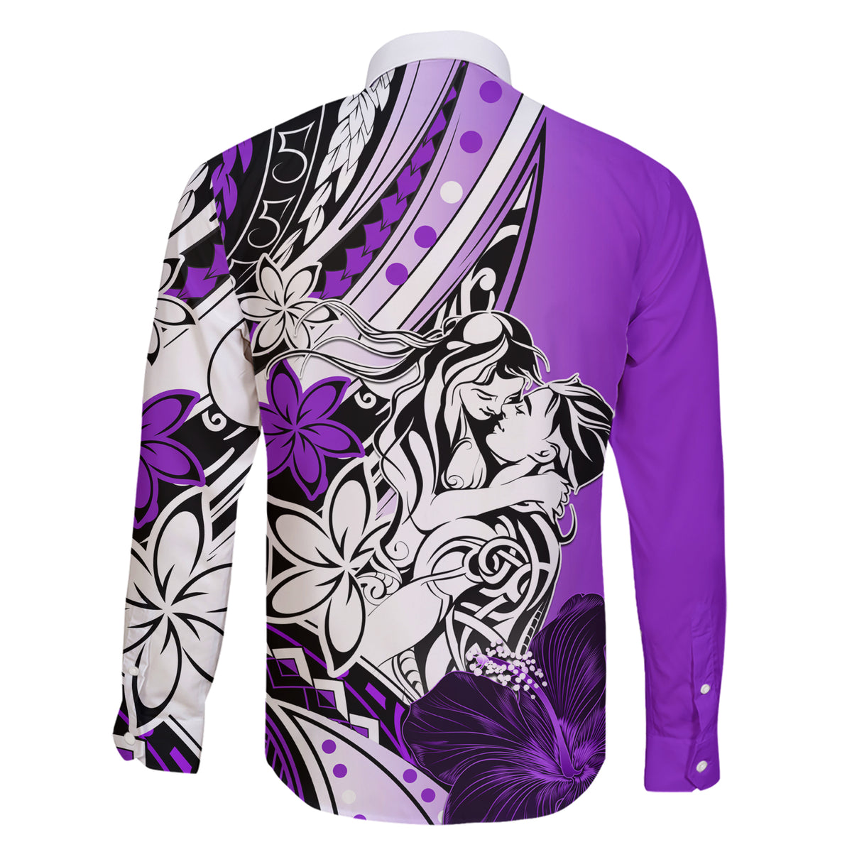 Polynesian Valentine Family Matching Short Sleeve Bodycon Dress and Hawaiian Shirt Couple Floral Unique Purple Version LT01 - Polynesian Pride