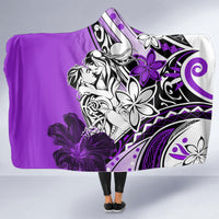 Polynesian Valentine Hooded Blanket Couple Floral Unique Purple Version LT01 - Polynesian Pride