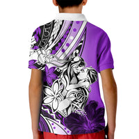 Polynesian Valentine Kid Polo Shirt Couple Floral Unique Purple Version LT01 - Polynesian Pride