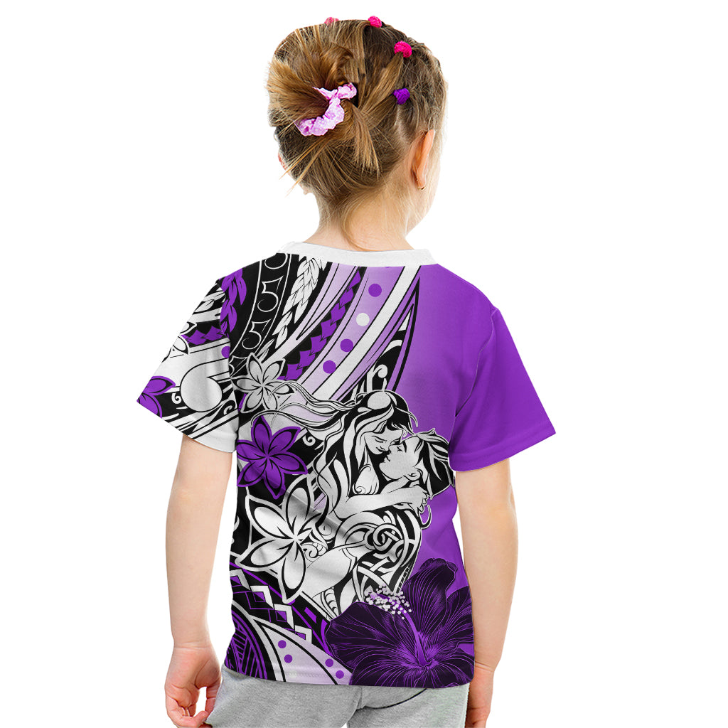 Polynesian Valentine Kid T Shirt Couple Floral Unique Purple Version LT01 - Polynesian Pride