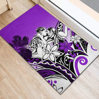 Polynesian Valentine Rubber Doormat Couple Floral Unique Purple Version LT01 - Polynesian Pride