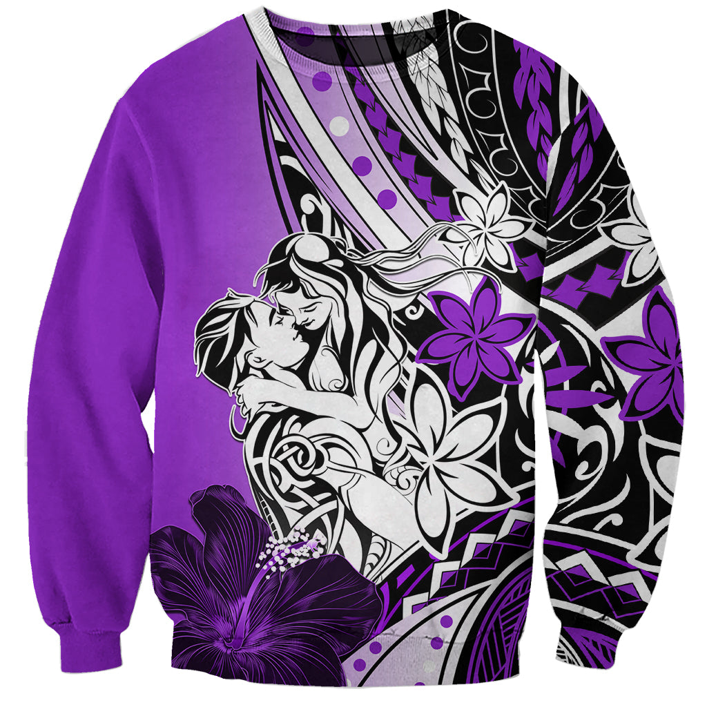 Polynesian Valentine Sweatshirt Couple Floral Unique Purple Version LT01 Unisex Purple - Polynesian Pride