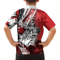Polynesian Valentine Family Matching Off Shoulder Short Dress and Hawaiian Shirt Couple Floral Unique Red Version LT01 - Polynesian Pride