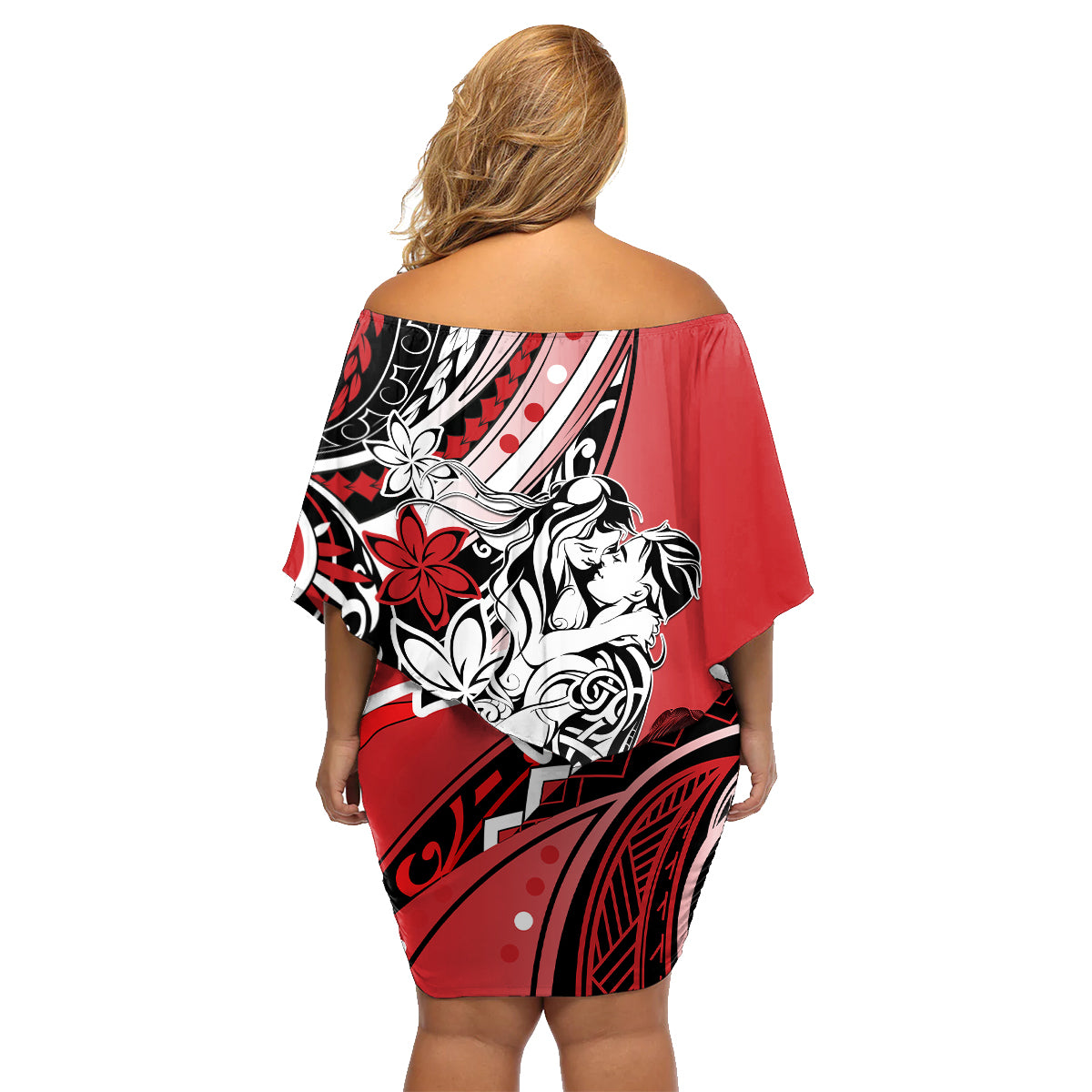 Polynesian Valentine Family Matching Off Shoulder Short Dress and Hawaiian Shirt Couple Floral Unique Red Version LT01 - Polynesian Pride