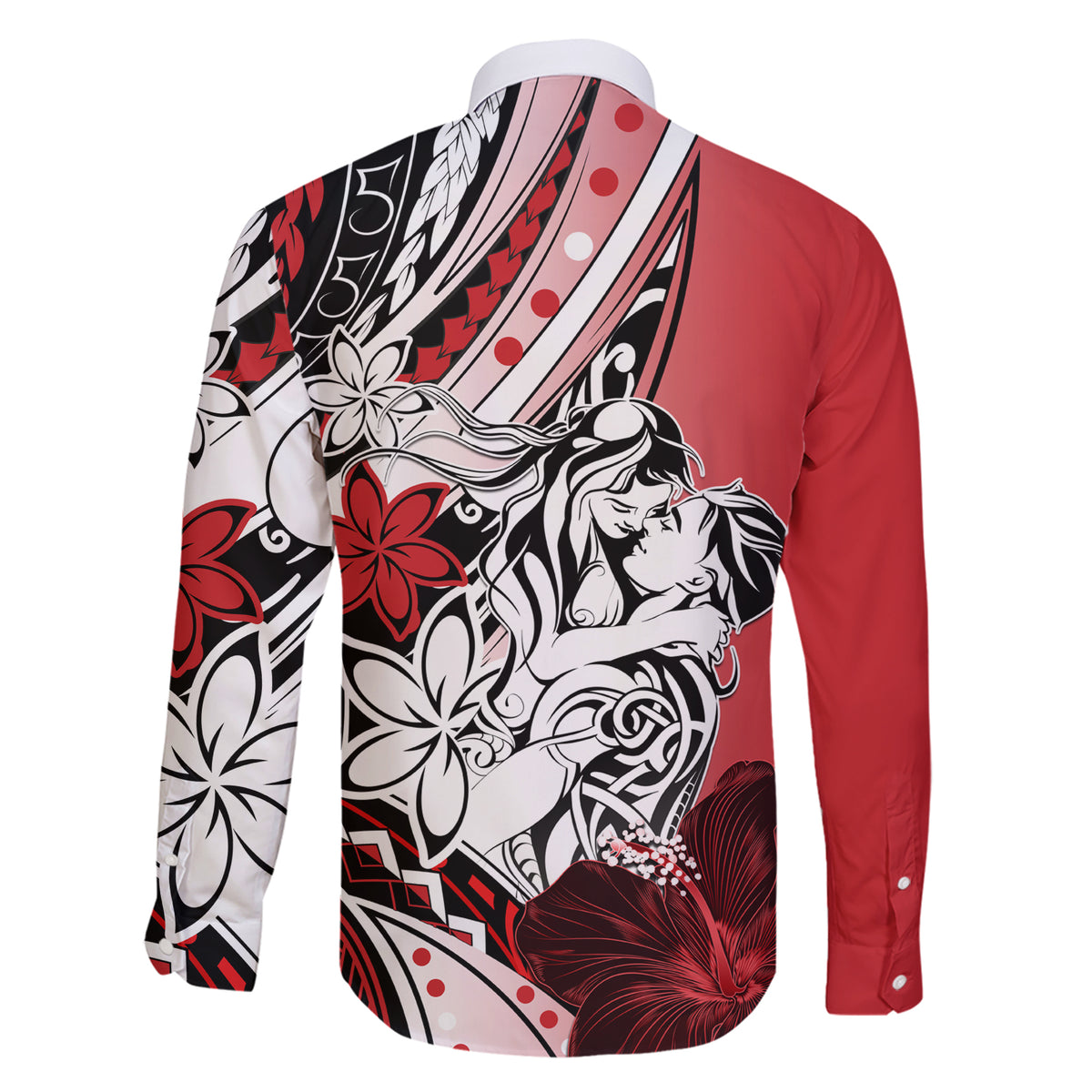 Polynesian Valentine Family Matching Short Sleeve Bodycon Dress and Hawaiian Shirt Couple Floral Unique Red Version LT01 - Polynesian Pride