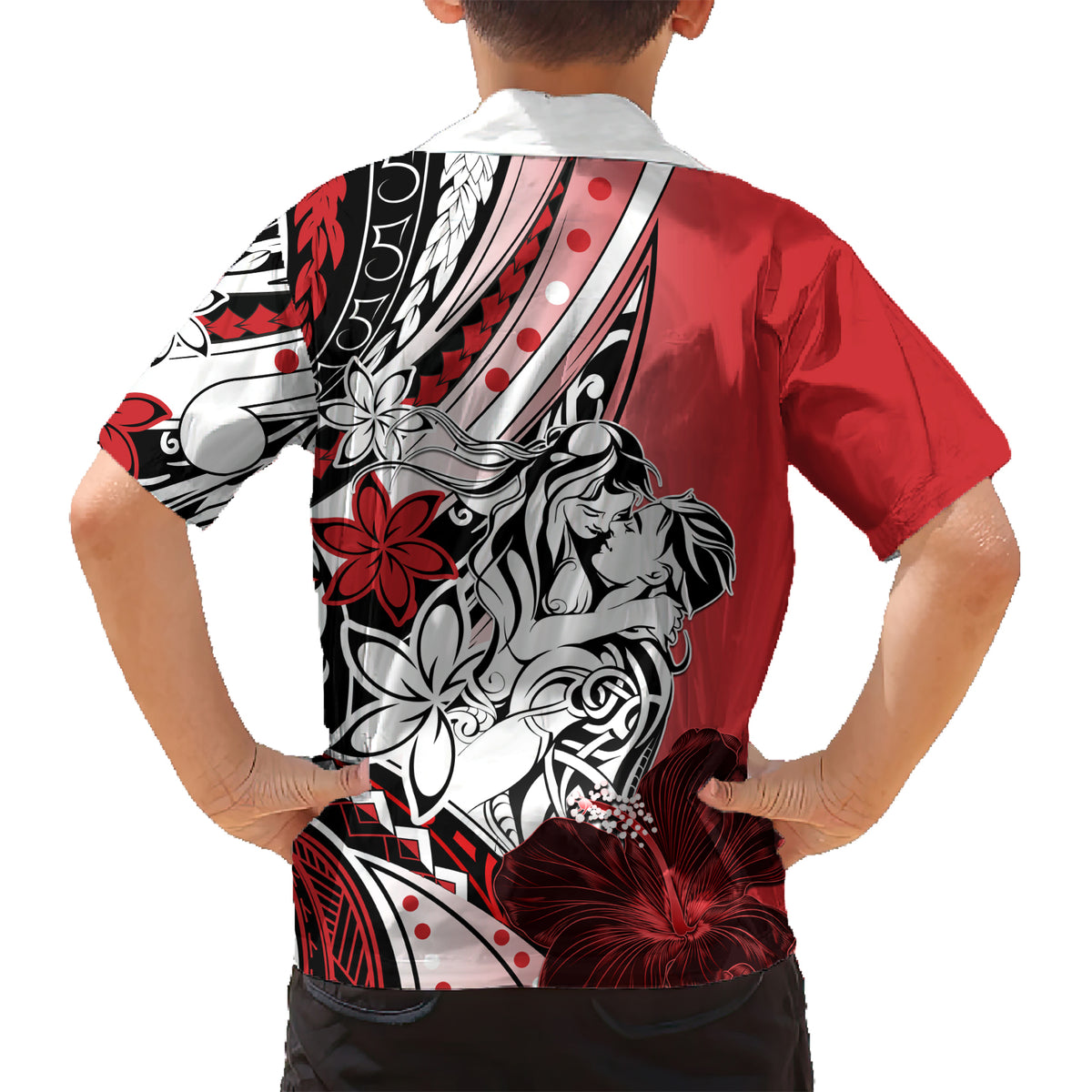 Polynesian Valentine Kid Hawaiian Shirt Couple Floral Unique Red Version LT01 - Polynesian Pride