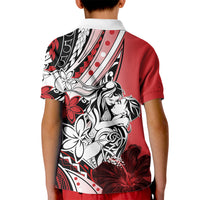Polynesian Valentine Kid Polo Shirt Couple Floral Unique Red Version LT01 - Polynesian Pride