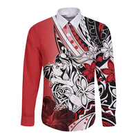 Polynesian Valentine Long Sleeve Button Shirt Couple Floral Unique Red Version LT01 Unisex Red - Polynesian Pride