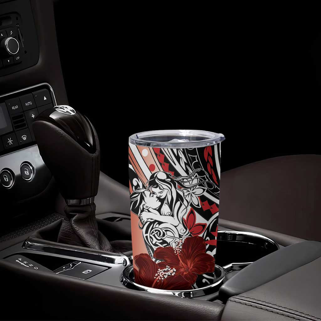 Polynesian Valentine Tumbler Cup Couple Floral Unique Red Version